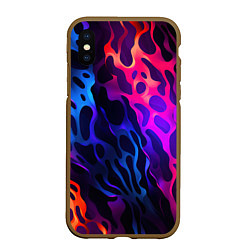 Чехол iPhone XS Max матовый Камуфляж из ярких красок, цвет: 3D-коричневый