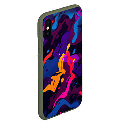 Чехол iPhone XS Max матовый Камуфляж из разноцветных красок, цвет: 3D-темно-зеленый — фото 2