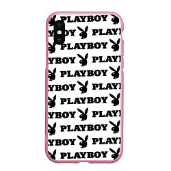 Чехол iPhone XS Max матовый Playboy rabbit, цвет: 3D-розовый