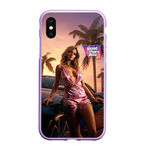 Чехол iPhone XS Max матовый GTA 6 girl / 3D-Сиреневый – фото 1