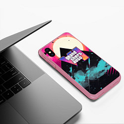 Чехол iPhone XS Max матовый GTA 6 logo retro, цвет: 3D-малиновый — фото 2