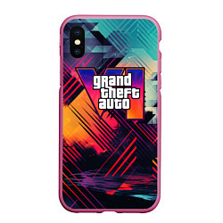 Чехол iPhone XS Max матовый GTA 6 abstract logo, цвет: 3D-малиновый