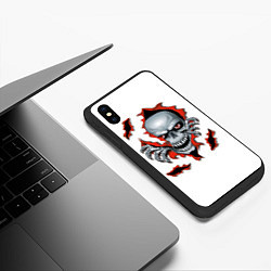 Чехол iPhone XS Max матовый Череп из дыры - иллюзия, цвет: 3D-черный — фото 2