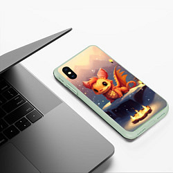 Чехол iPhone XS Max матовый Дракон чудо-хранитель праздника, цвет: 3D-салатовый — фото 2