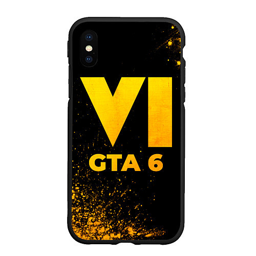 Чехол iPhone XS Max матовый GTA 6 - gold gradient / 3D-Черный – фото 1
