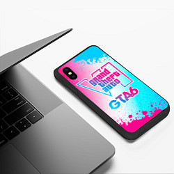 Чехол iPhone XS Max матовый GTA6 neon gradient style, цвет: 3D-черный — фото 2