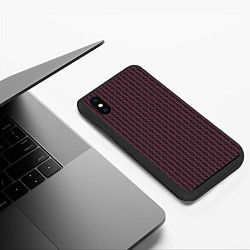 Чехол iPhone XS Max матовый Чёрный узор на тёмно-красном, цвет: 3D-черный — фото 2