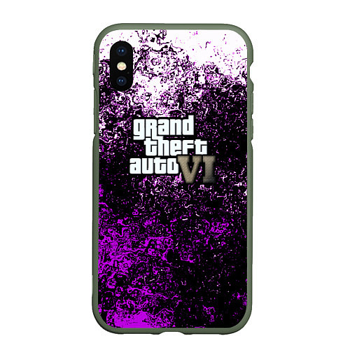 Чехол iPhone XS Max матовый Grand Theft Auto 6 vice city / 3D-Темно-зеленый – фото 1
