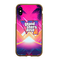 Чехол iPhone XS Max матовый GTA6 hot summer Vaporwave, цвет: 3D-коричневый