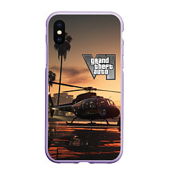 Чехол iPhone XS Max матовый GTA 6 вертолет, цвет: 3D-светло-сиреневый