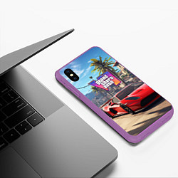 Чехол iPhone XS Max матовый GTA 6 red auto, цвет: 3D-фиолетовый — фото 2