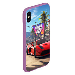 Чехол iPhone XS Max матовый GTA 6 red auto, цвет: 3D-фиолетовый — фото 2