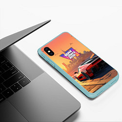 Чехол iPhone XS Max матовый GTA 6 авто вид сзади, цвет: 3D-мятный — фото 2