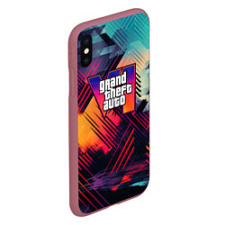 Чехол iPhone XS Max матовый GTA 6 аbstract logo, цвет: 3D-малиновый — фото 2