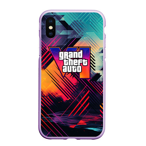 Чехол iPhone XS Max матовый GTA 6 аbstract logo / 3D-Сиреневый – фото 1