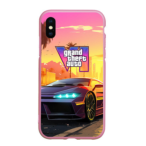 Чехол iPhone XS Max матовый Auto GTA 6 / 3D-Розовый – фото 1