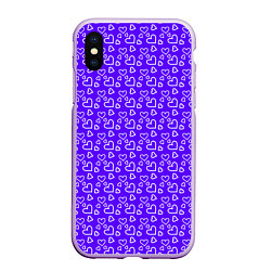 Чехол iPhone XS Max матовый Паттерн маленькие сердечки фиолетовый, цвет: 3D-сиреневый
