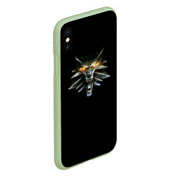 Чехол iPhone XS Max матовый Ведьмак логотип, цвет: 3D-салатовый — фото 2