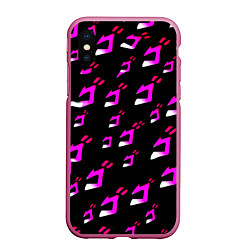 Чехол iPhone XS Max матовый JoJos Bizarre neon pattern logo, цвет: 3D-малиновый