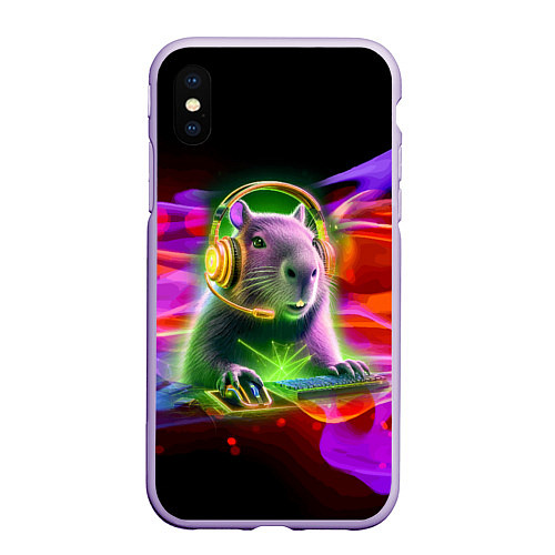 Чехол iPhone XS Max матовый Capybara is an avid gamer / 3D-Светло-сиреневый – фото 1