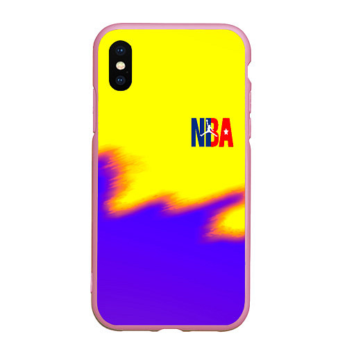 Чехол iPhone XS Max матовый НБА баскетбол краски неоновые желтые / 3D-Розовый – фото 1