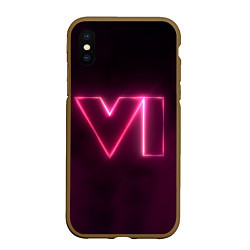 Чехол iPhone XS Max матовый GTA 6 Neon, цвет: 3D-коричневый