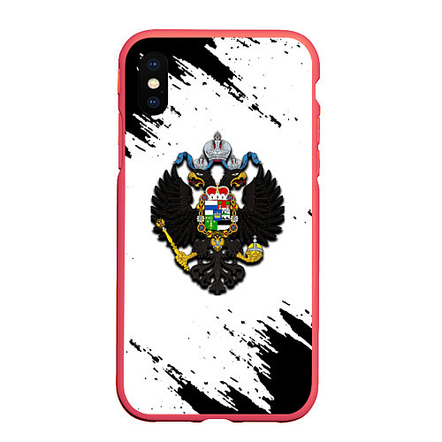 Чехол iPhone XS Max матовый Герб РФ имперская символика / 3D-Красный – фото 1