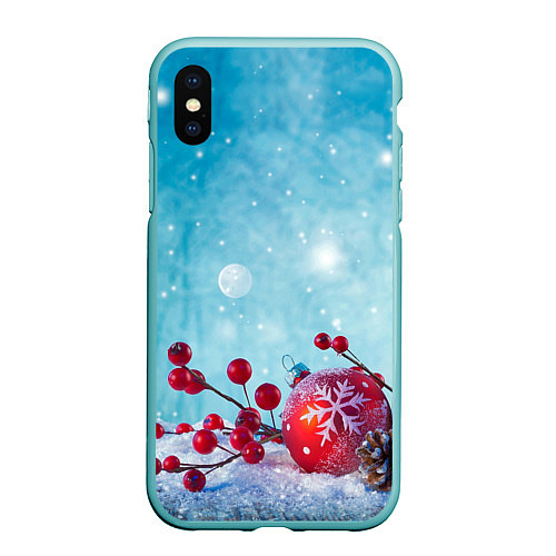 Чехол iPhone XS Max матовый Сhristmas toys / 3D-Мятный – фото 1