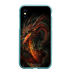 Чехол iPhone XS Max матовый Красный древесный дракон, цвет: 3D-мятный