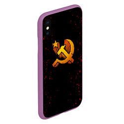 Чехол iPhone XS Max матовый Серп и молот СССР краски, цвет: 3D-фиолетовый — фото 2