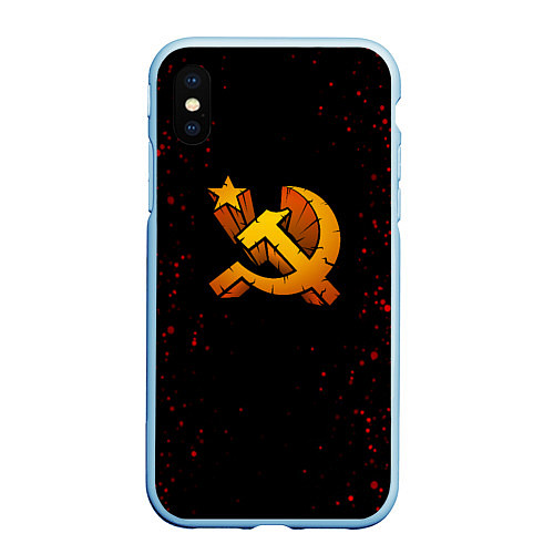 Чехол iPhone XS Max матовый Серп и молот СССР краски / 3D-Голубой – фото 1