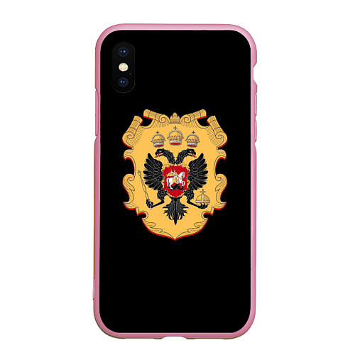 Чехол iPhone XS Max матовый Имперский герб символкика / 3D-Розовый – фото 1