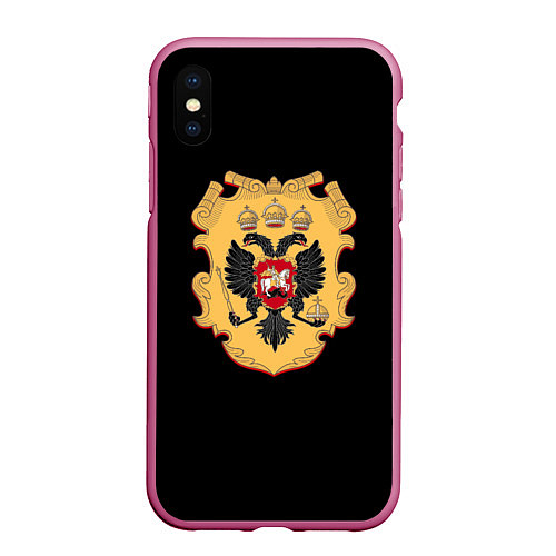 Чехол iPhone XS Max матовый Имперский герб символкика / 3D-Малиновый – фото 1