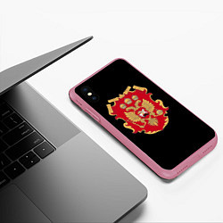 Чехол iPhone XS Max матовый Российская империя символика герб щит, цвет: 3D-малиновый — фото 2