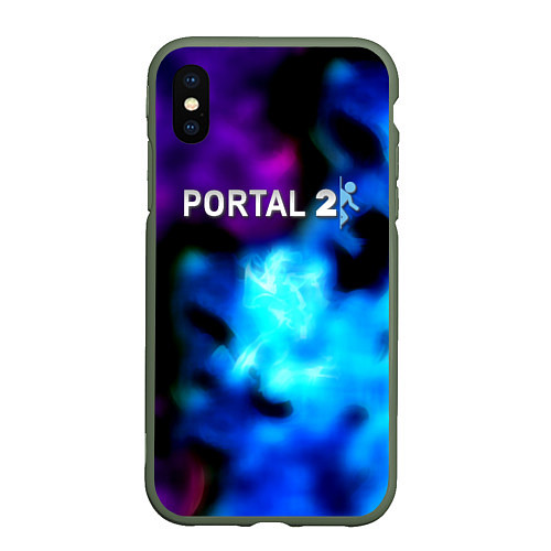 Чехол iPhone XS Max матовый Portal неоновый градиент / 3D-Темно-зеленый – фото 1