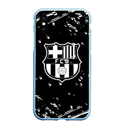 Чехол iPhone XS Max матовый Barcelona белые краски спорт, цвет: 3D-голубой