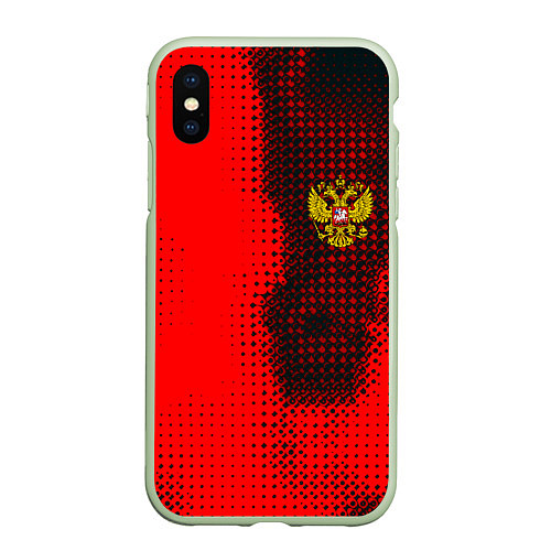 Чехол iPhone XS Max матовый Россия герб спорт краски / 3D-Салатовый – фото 1