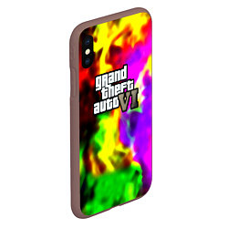 Чехол iPhone XS Max матовый Gta6 неоновый огонь вайстити, цвет: 3D-коричневый — фото 2