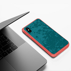 Чехол iPhone XS Max матовый Изумрудный камуфляж, цвет: 3D-красный — фото 2