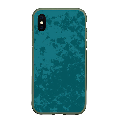 Чехол iPhone XS Max матовый Изумрудный камуфляж / 3D-Темно-зеленый – фото 1