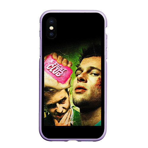 Чехол iPhone XS Max матовый Fight club - бойцовский клуб / 3D-Светло-сиреневый – фото 1