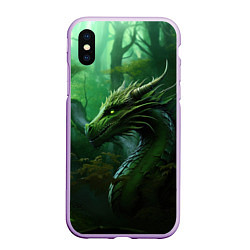 Чехол iPhone XS Max матовый Зеленый лесной дракон 2024, цвет: 3D-сиреневый