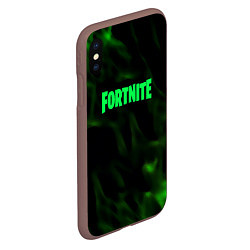 Чехол iPhone XS Max матовый Fortnite языки пламени зелёный, цвет: 3D-коричневый — фото 2