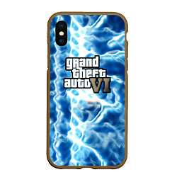 Чехол iPhone XS Max матовый Gta 6 storm on vice city, цвет: 3D-коричневый