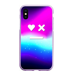 Чехол iPhone XS Max матовый Love death robots neon gradient serial, цвет: 3D-сиреневый