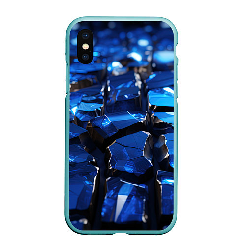 Чехол iPhone XS Max матовый Синие яркие кубики / 3D-Мятный – фото 1