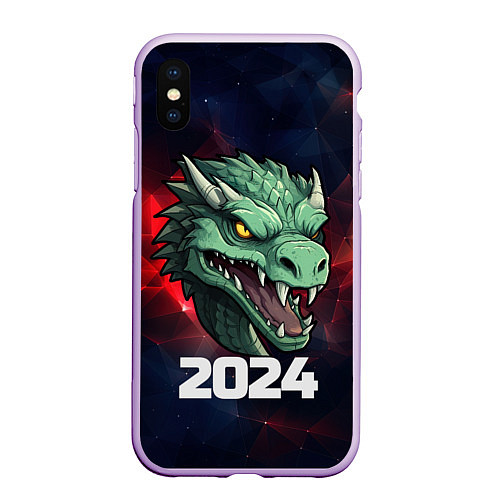 Чехол iPhone XS Max матовый Злой дракон 2024 / 3D-Сиреневый – фото 1