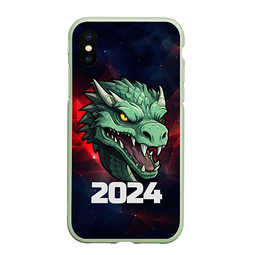 Чехол iPhone XS Max матовый Злой дракон 2024 / 3D-Салатовый – фото 1