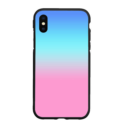 Чехол iPhone XS Max матовый Синий и голубо-розовый градиент / 3D-Черный – фото 1