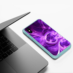 Чехол iPhone XS Max матовый Фиолетовая фрактальная абстракция, цвет: 3D-мятный — фото 2